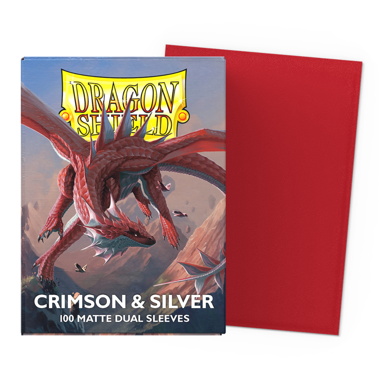 Dragon Shield Dual Matte Crimson & Silver Standard Sleeves (100 Fundas)
