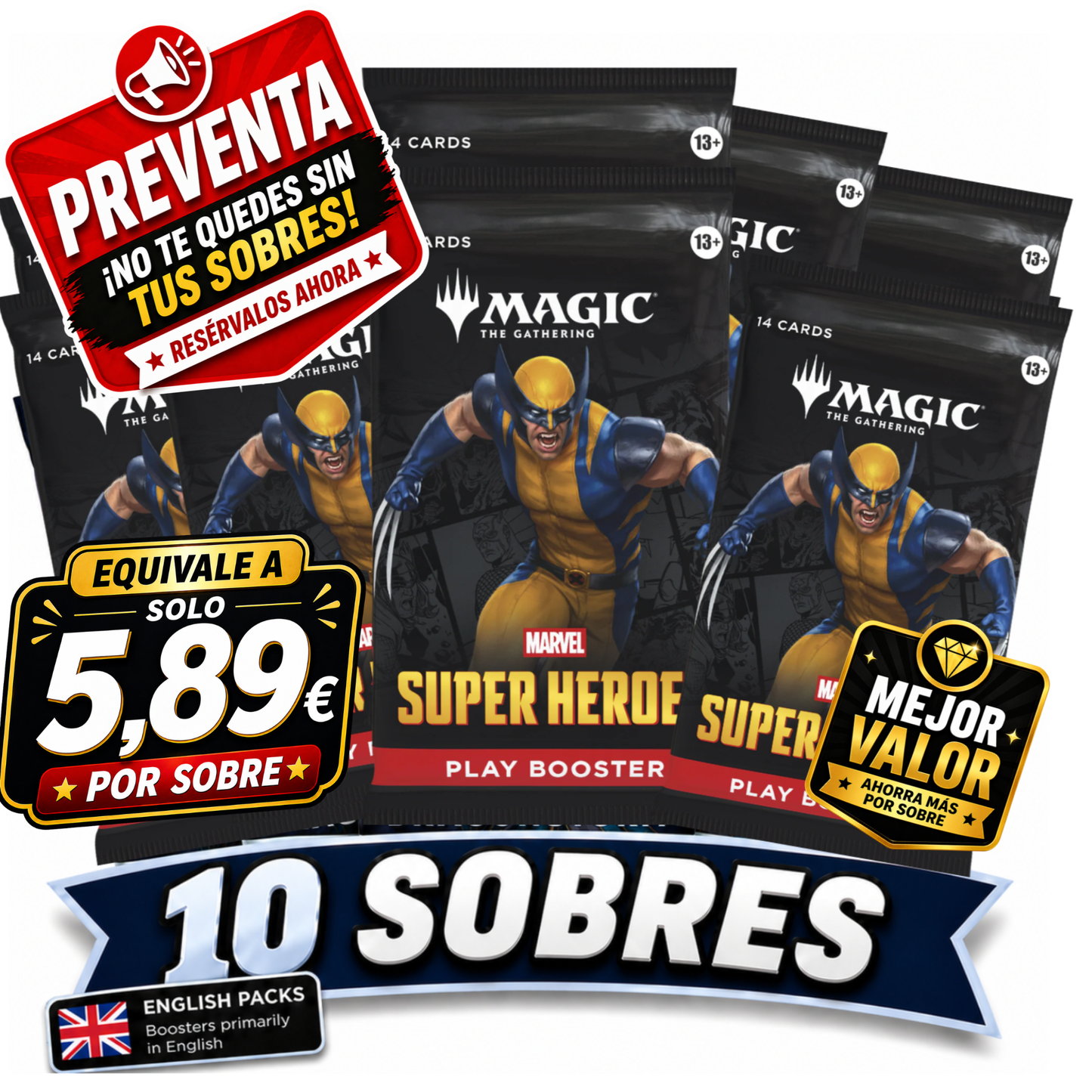 Pack 10 Sobres Marvel Super Heroes (10835351863642)
