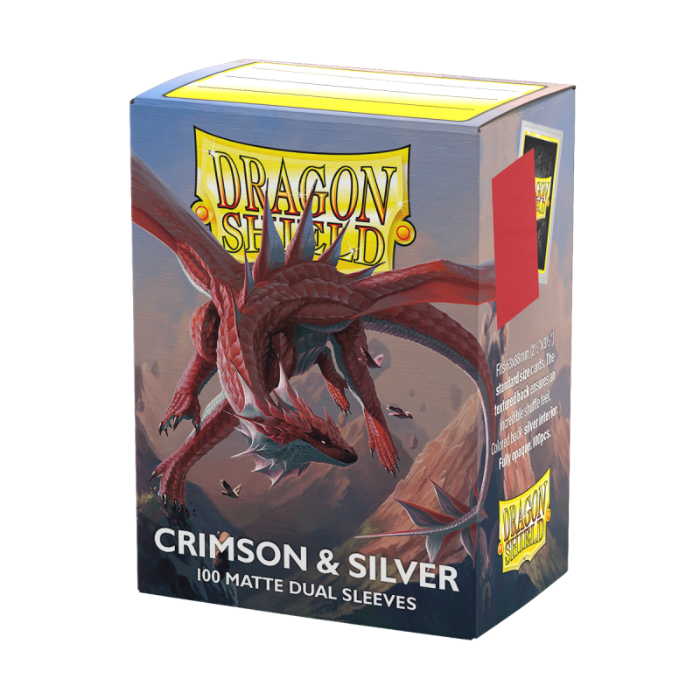 Dragon Shield Dual Matte Crimson & Silver Standard Sleeves (100 Fundas)