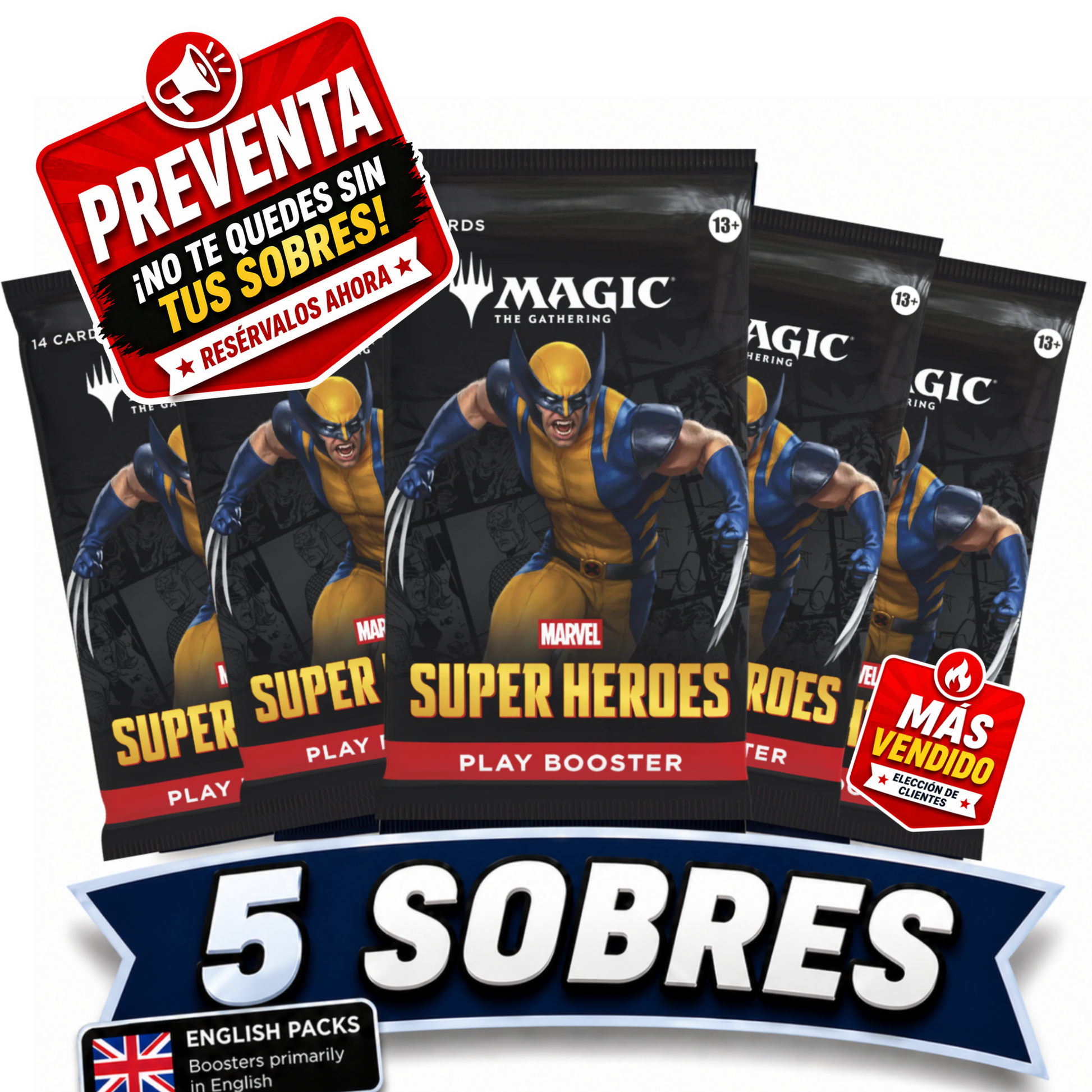 Pack 5 Sobres Marvel Super Heroes (10835348717914)